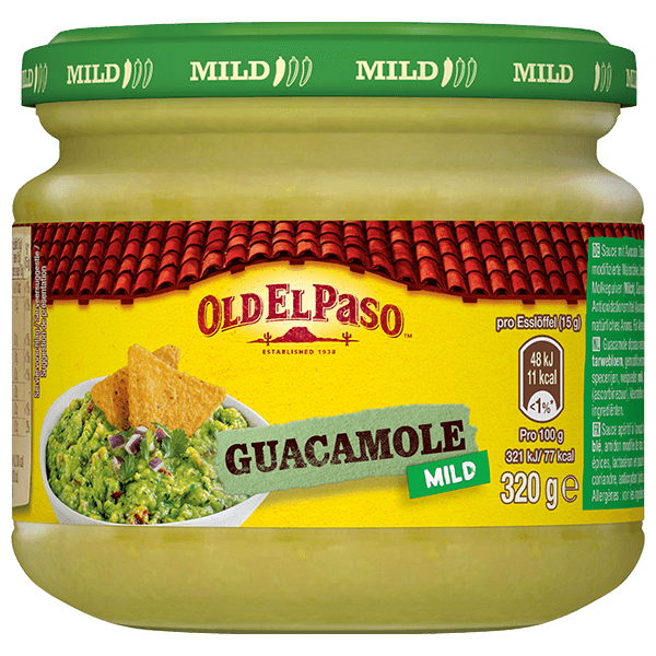 ein Glas Old El Paso milder Guacamole-Dip, 320 g